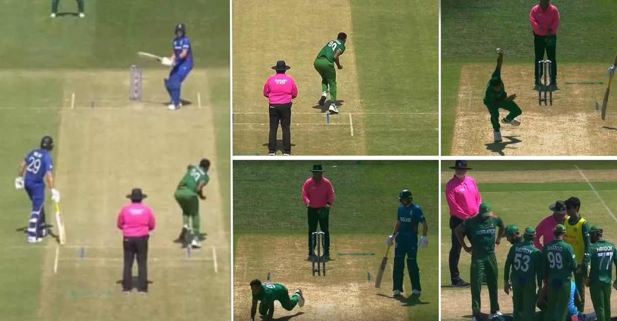 Mustafizur Rahman falls down on the pitch while bowling. webp yBiGSu