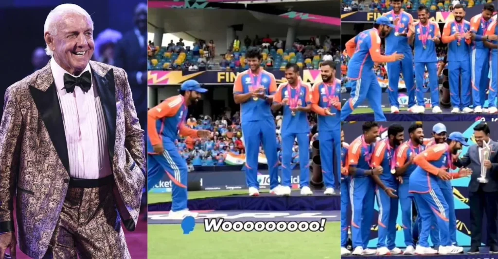 Ric Flair reacts to Rohit Sharmas iconic walk on way to collect T20 World Cup trophy C8aEKw